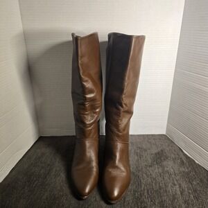 Choice Brown Leather Slouch Tall Boots Pointed Toe Flat Made in Brazil Womens 7M